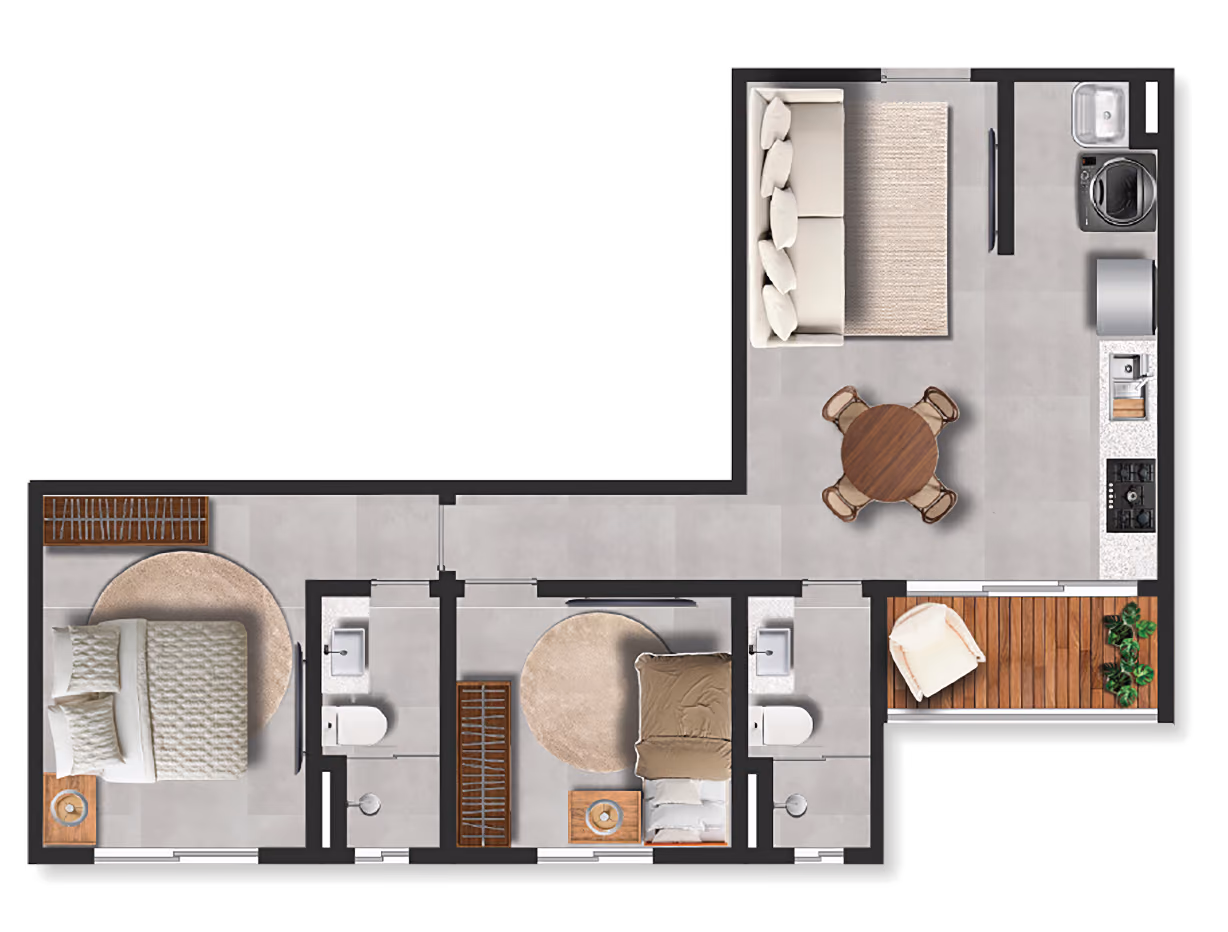 Planta humanizada do apartamento